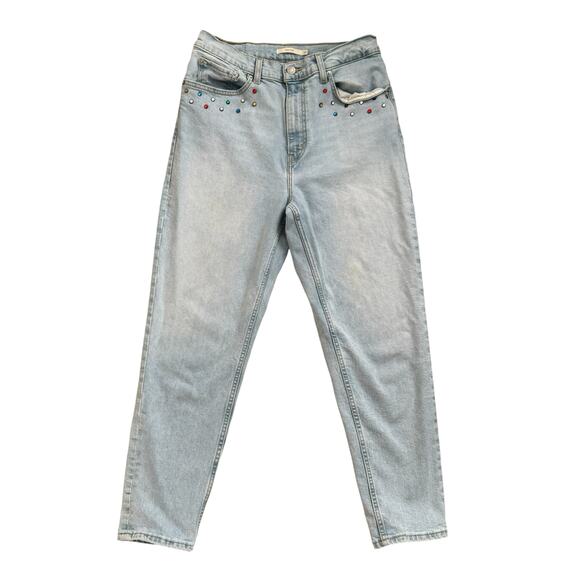 Levi's Jewel Studded High Waisted Mom Jeans Light Wash Denim Size 30 - Picture 2 of 9